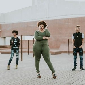 Women Plus Off Shoulder French Terry Jumpsuit